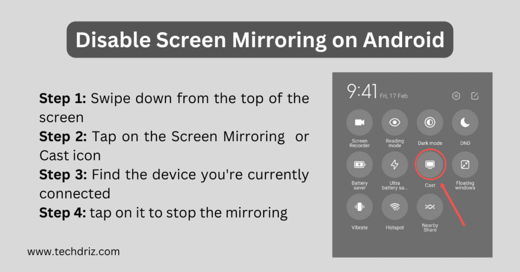 how to disable screen mirroring on android