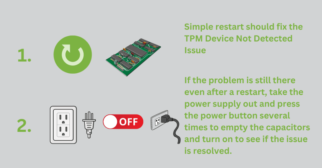 reset to fix the tpm device not connected issue
