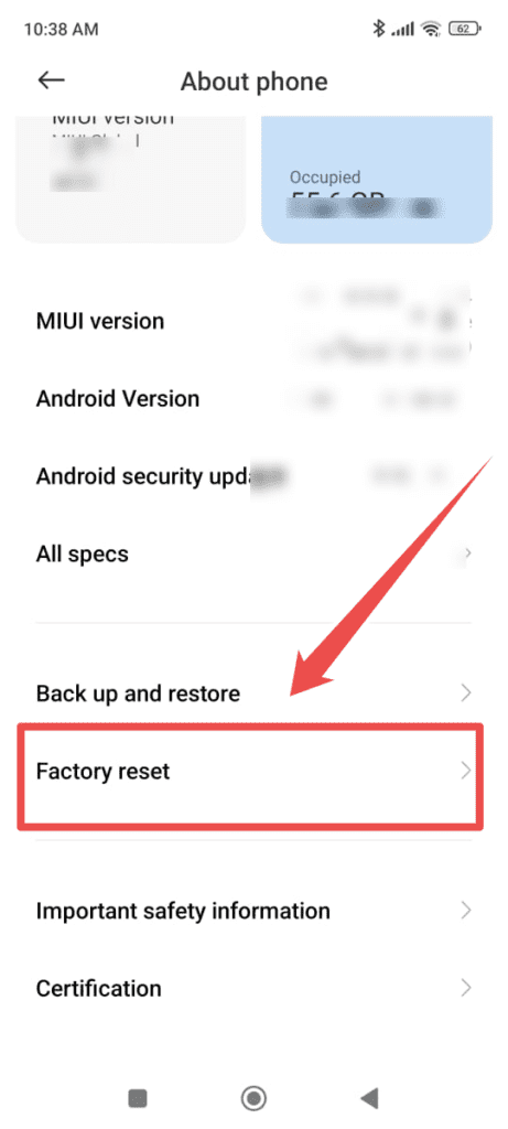 system ui issue - Factory Reset